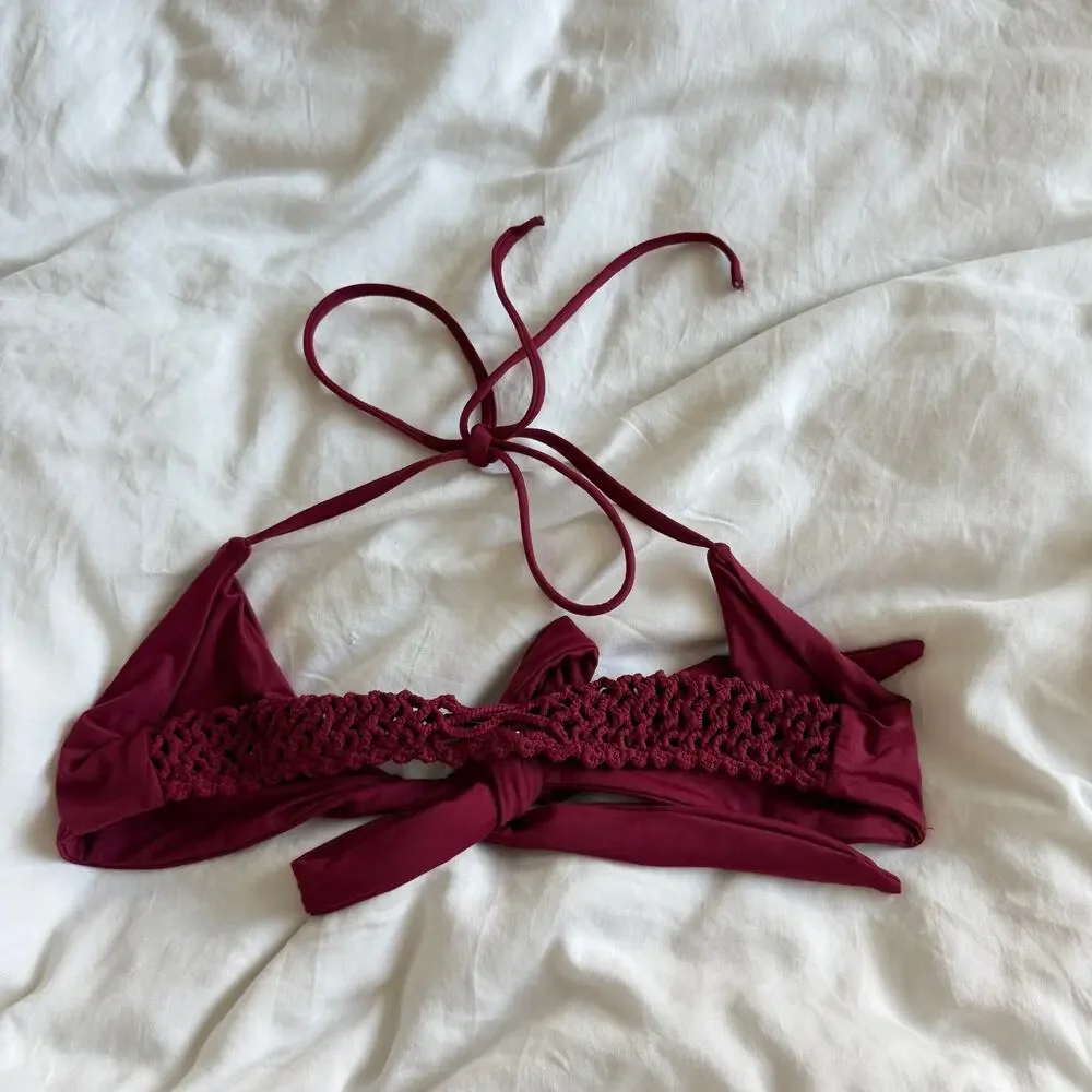 Frankie's Bikinis Maroon Red Bikini Top Size S
